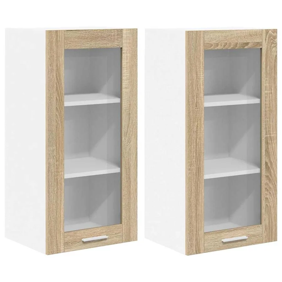 Armoire suspendue avec porte 2 pcs Chêne Sonoma 40 x 31 x 80 cm - 2