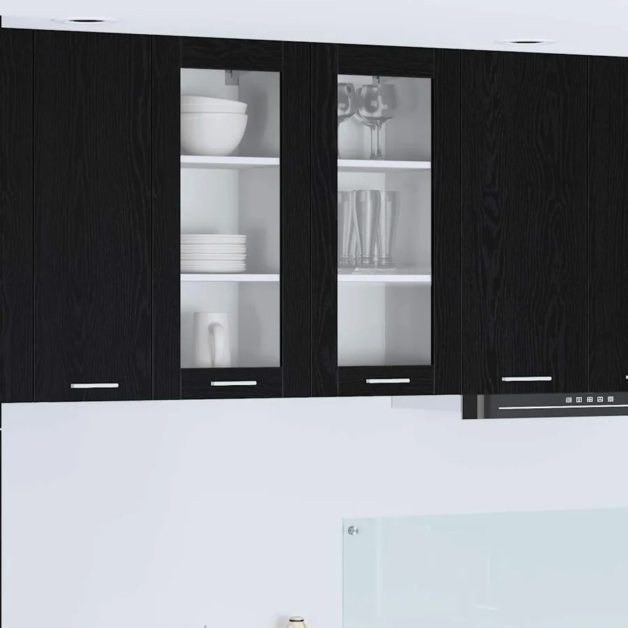 Armoire suspendue avec porte 2 pcs Chêne noir 40 x 31 x 80 cm