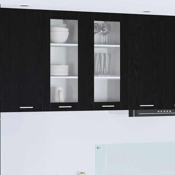 Armoire suspendue avec porte 2 pcs Chêne noir 40 x 31 x 80 cm