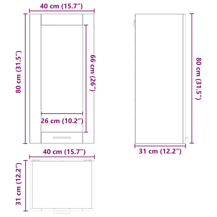 Armoire suspendue avec porte 2 pcs Chêne noir 40 x 31 x 80 cm - 14