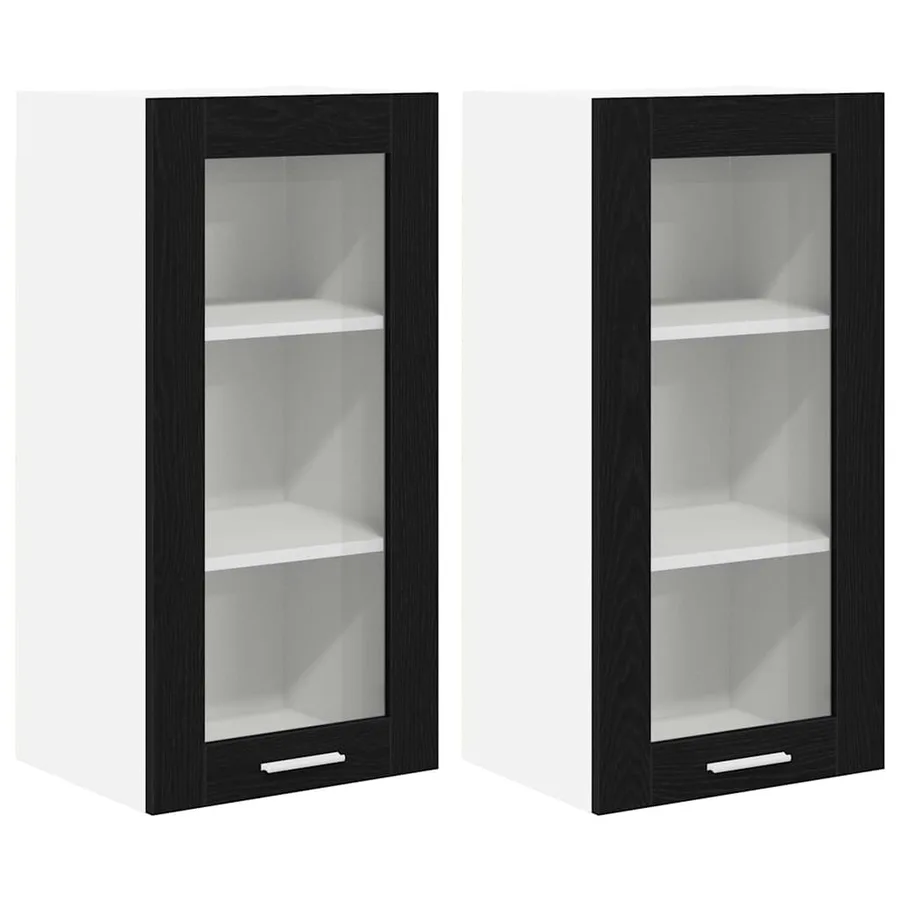 Armoire suspendue avec porte 2 pcs Chêne noir 40 x 31 x 80 cm - 2