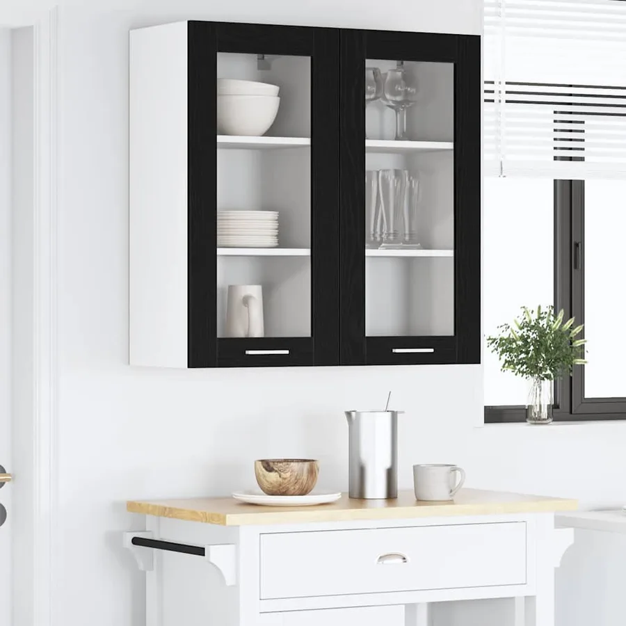 Armoire suspendue avec porte 2 pcs Chêne noir 40 x 31 x 80 cm - 4