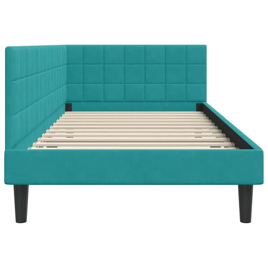 Cadre de lit d'angle Turquoise 90 cm x 200 cm Velours - 6