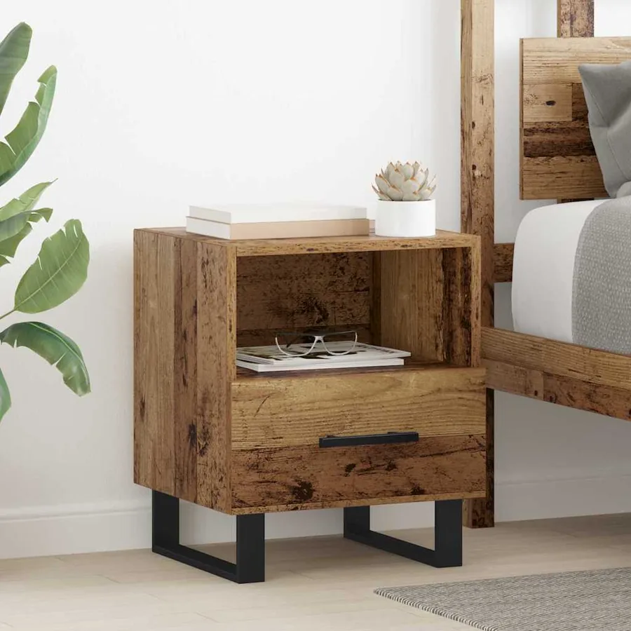 Cabinet de chevet avec tiroir Bois ancien 40 x 35 x 47,5 cm