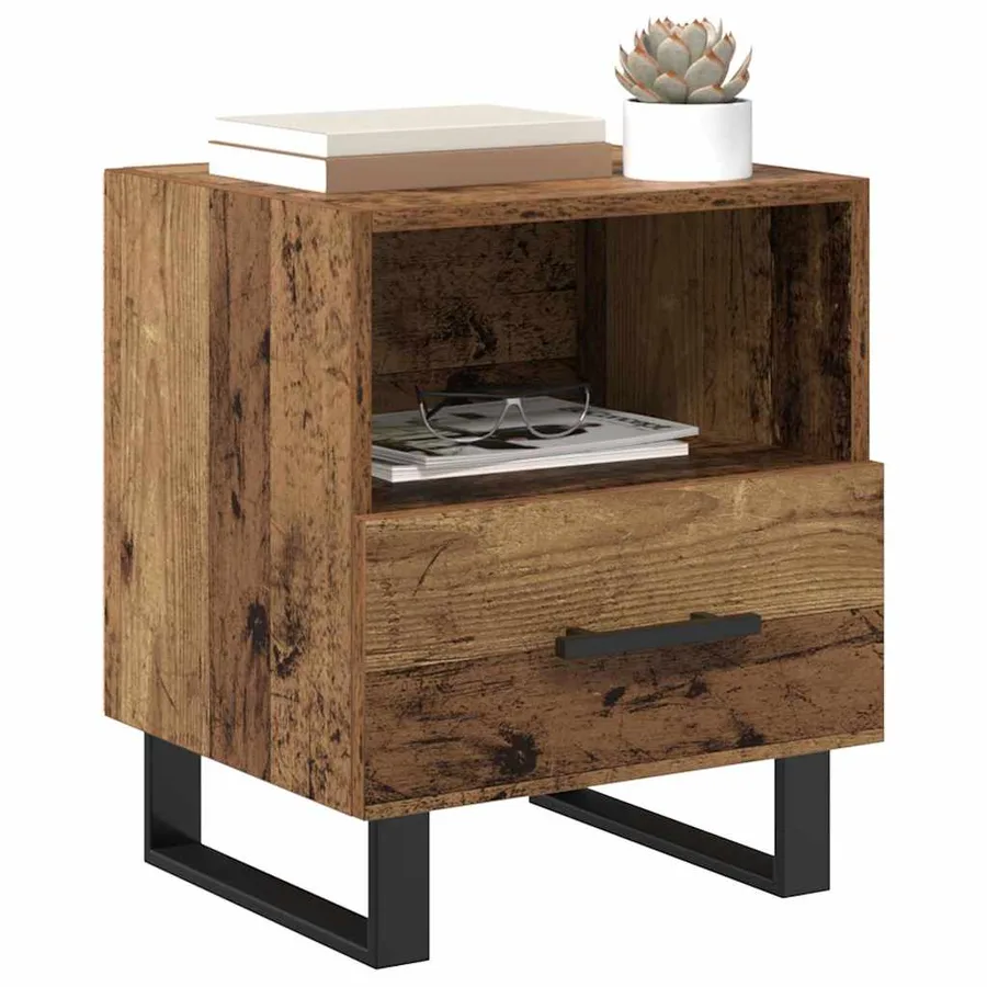 Cabinet de chevet avec tiroir Bois ancien 40 x 35 x 47,5 cm - 3