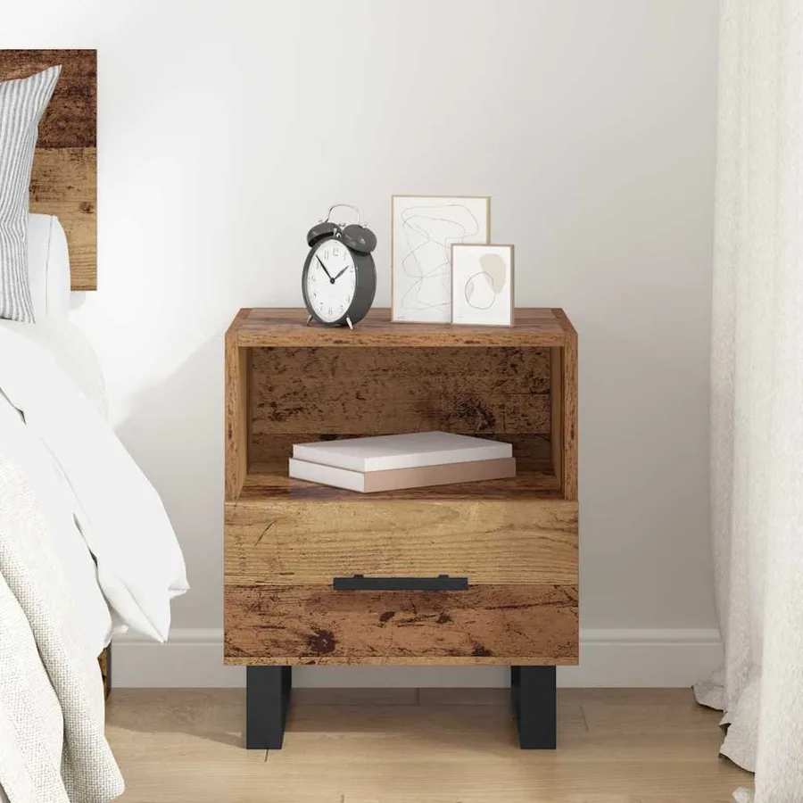 Cabinet de chevet avec tiroir Bois ancien 40 x 35 x 47,5 cm - 4