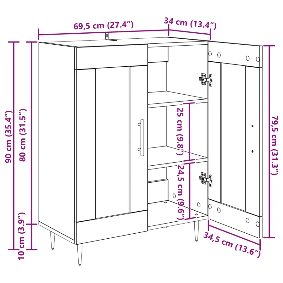 Buffet Chêne artisanal 69,5 x 34 x 90 cm - 15