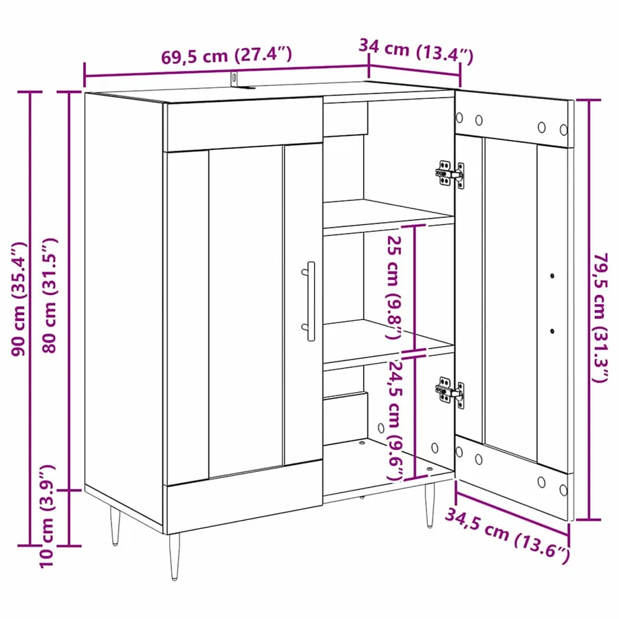Buffet Chêne artisanal 69,5 x 34 x 90 cm - 16