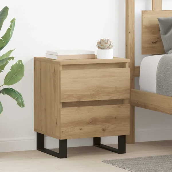 Cabinet de chevet 2 pc Chêne artisanal 40 x 35 x 50 cm