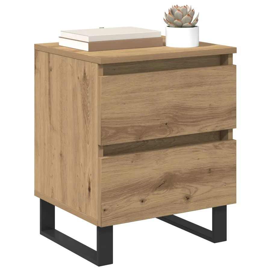 Cabinet de chevet 2 pc Chêne artisanal 40 x 35 x 50 cm - 3