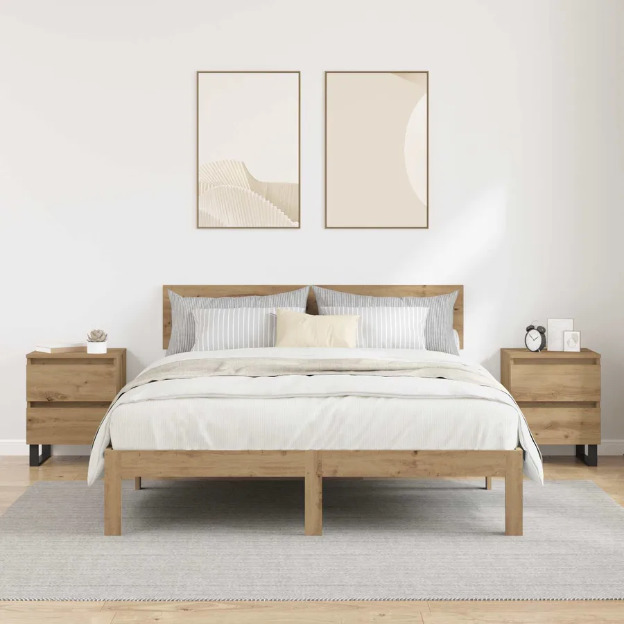 Cabinet de chevet 2 pc Chêne artisanal 40 x 35 x 50 cm - 4