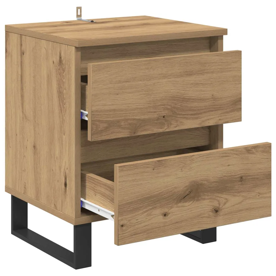 Cabinet de chevet 2 pc Chêne artisanal 40 x 35 x 50 cm - 5