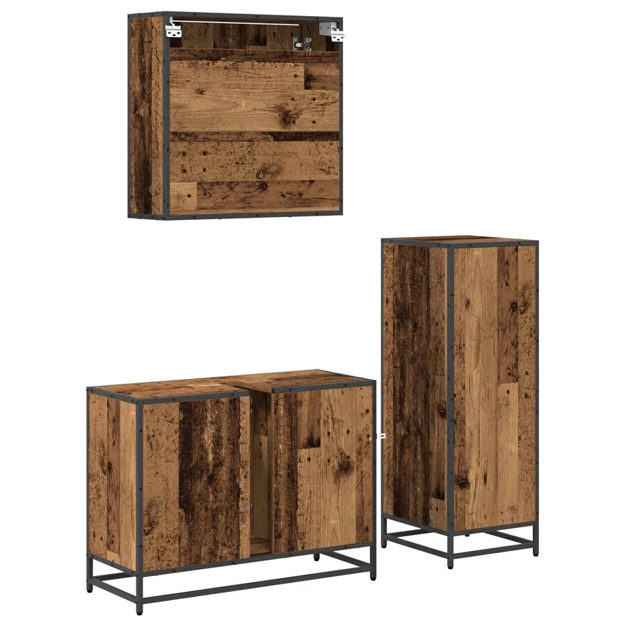 Ensemble de mobilier de salle de bain 3 pcs Bois Ancien - 8