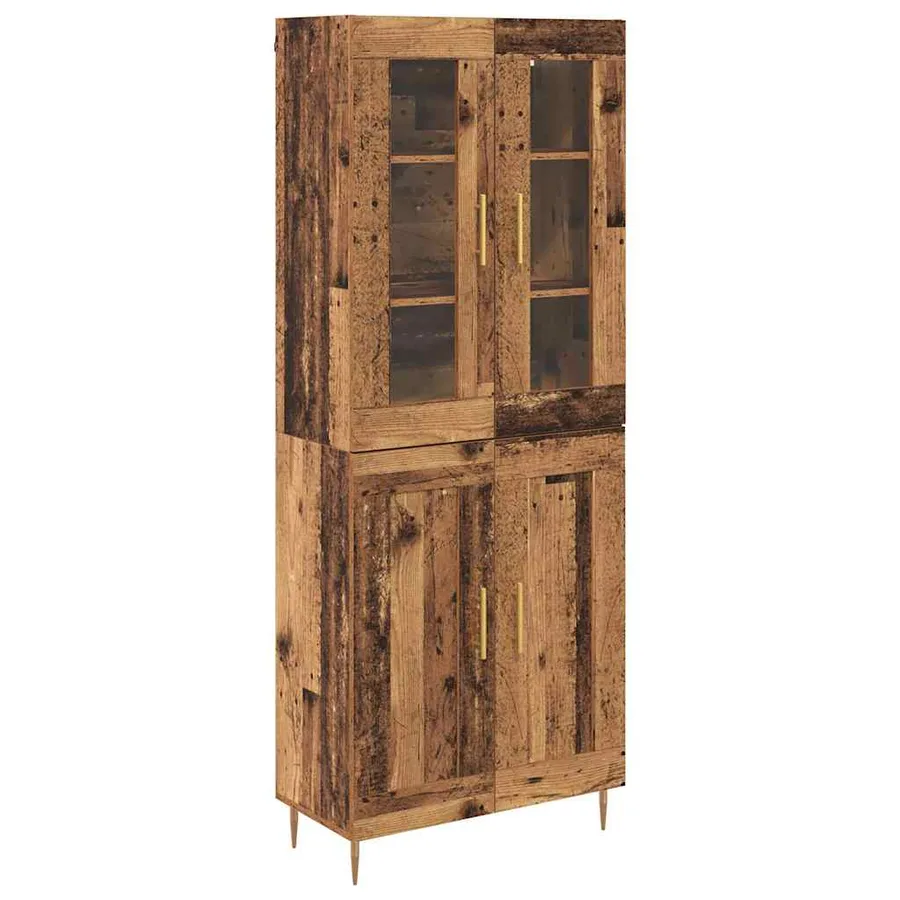 Haut Armoire 2 pcs Bois ancien Bois d'ingénierie - 2