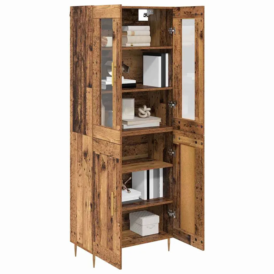 Haut Armoire 2 pcs Bois ancien Bois d'ingénierie - 3