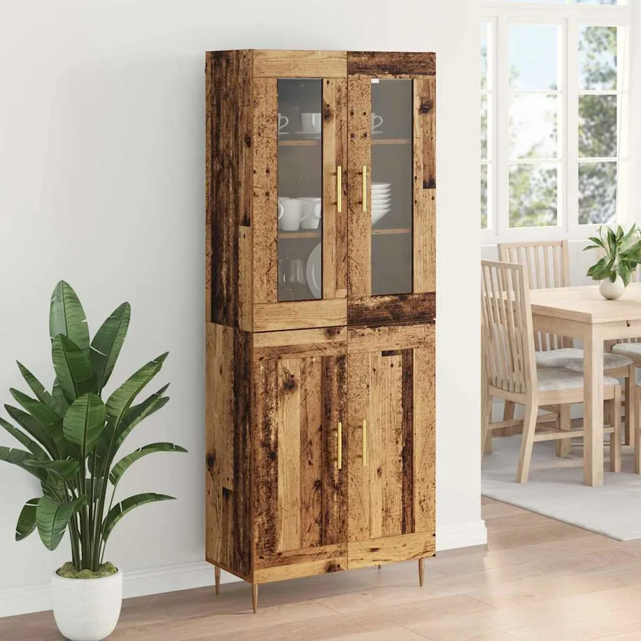 Haut Armoire 2 pcs Bois ancien Bois d'ingénierie - 4