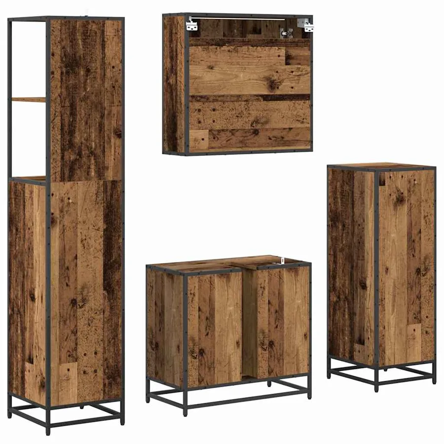 Ensemble de mobilier de salle de bain 4 pcs Bois Ancien - 10
