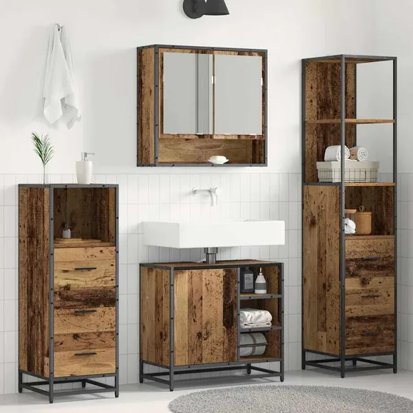 Ensemble de mobilier de salle de bain 4 pcs Bois Ancien
