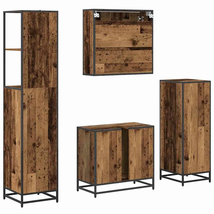 Ensemble de mobilier de salle de bain 4 pcs Bois Ancien - 8
