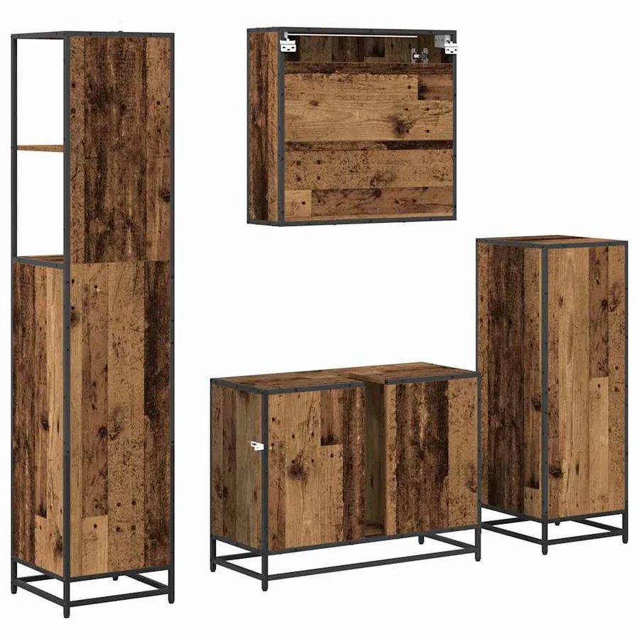 Ensemble de mobilier de salle de bain 4 pcs Bois Ancien - 8