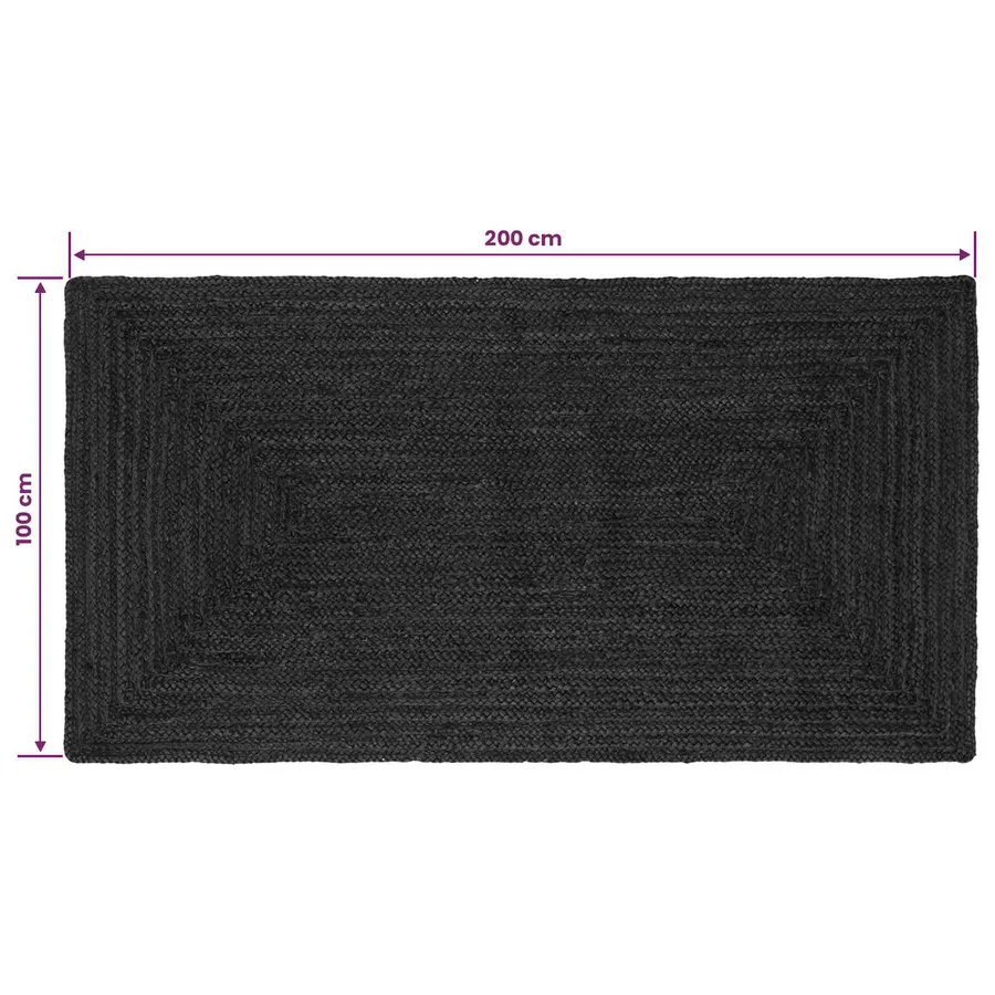 Tapis de surface Rectangulaire Gris foncé 100 x 200 cm Jute - 8