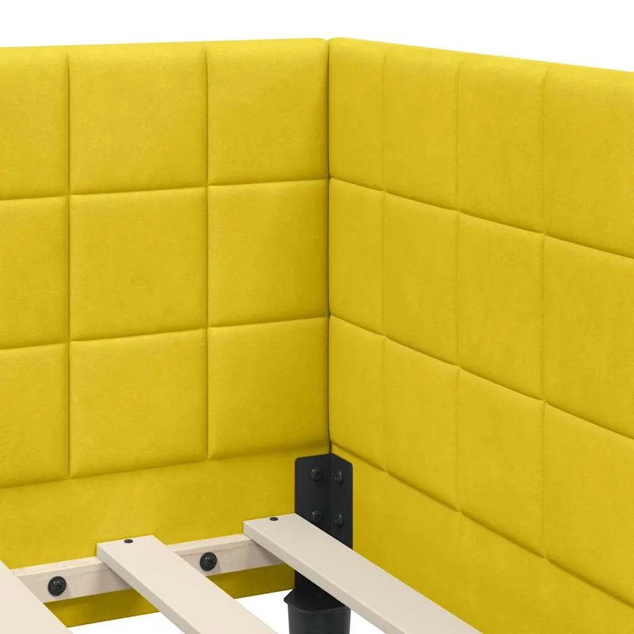Cadre de lit d'angle avec matelas 2 pcs Jaune Velours - 10