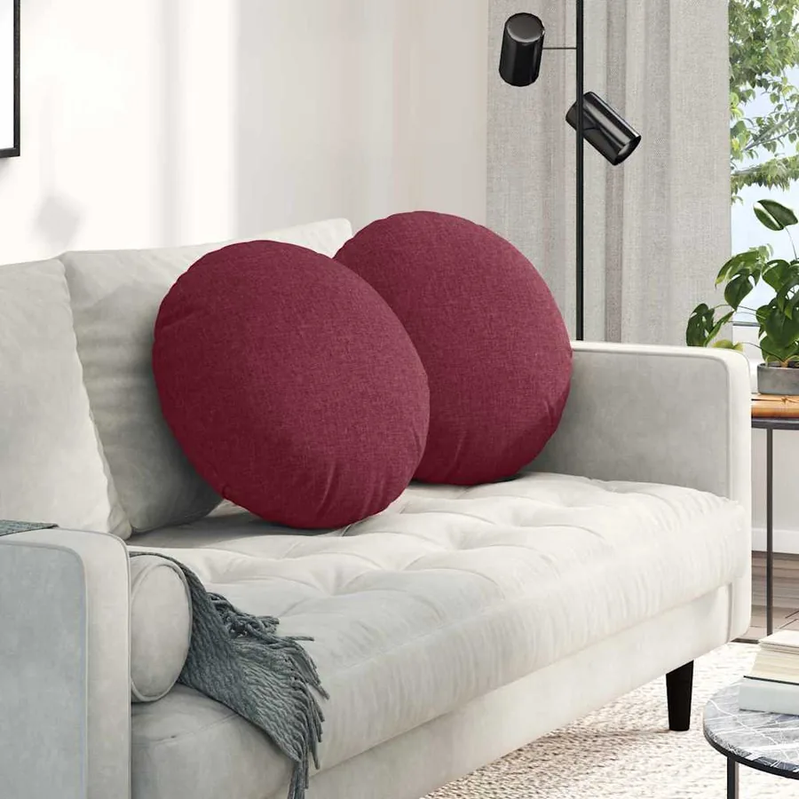Coussins de siège 2 pcs Bordeaux Ø50 x 19 cm tissu