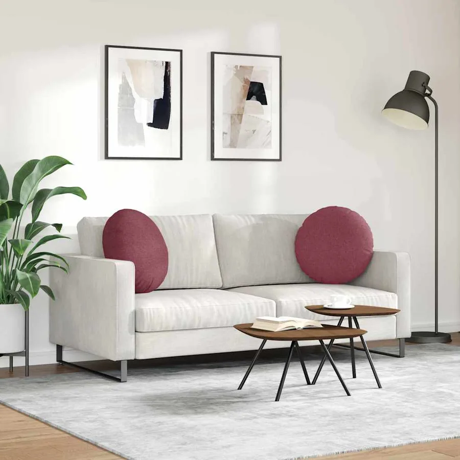 Coussins de siège 2 pcs Bordeaux Ø50 x 19 cm tissu - 4