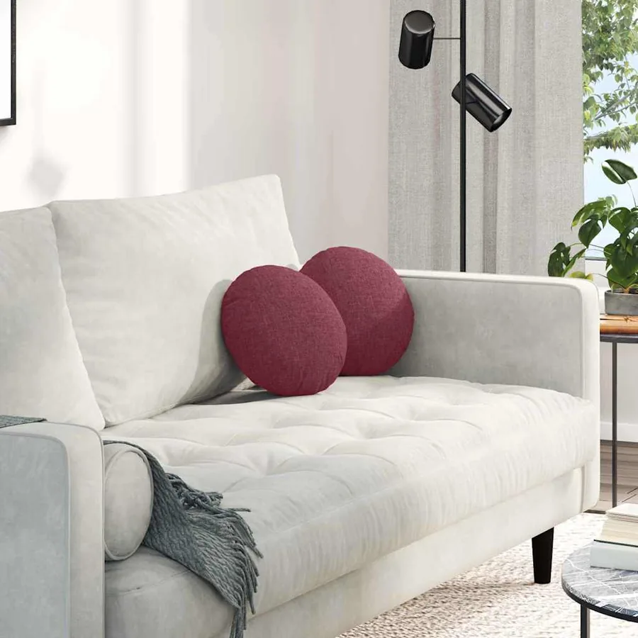 Coussins de siège 2 pcs Bordeaux Ø30 x 13 cm tissu