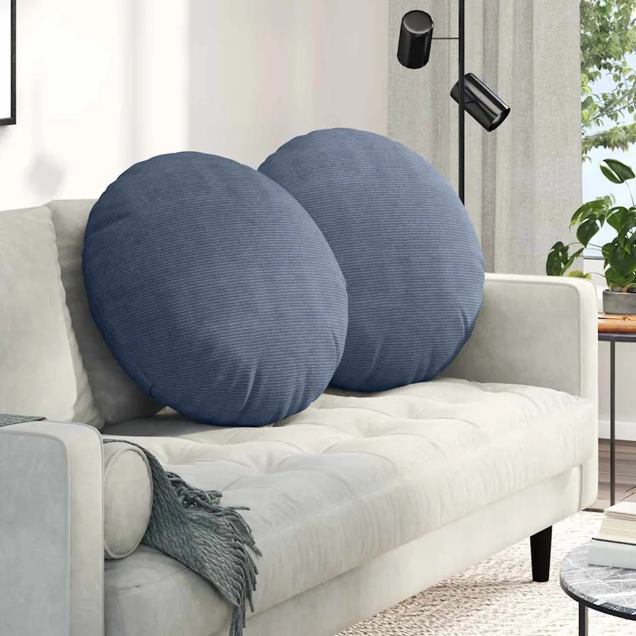 Coussins de siège 2 pcs Bleu Ø60 x 21 cm
