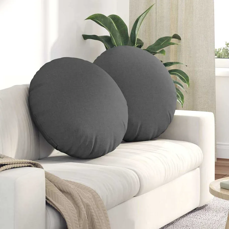 Coussins de siège 2 pcs Gris foncé Ø80 x 29 cm tissu