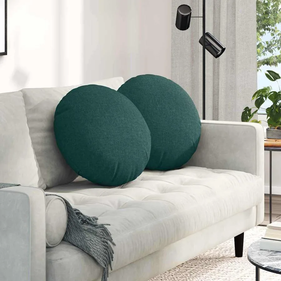 Coussins de siège 2 pcs Vert foncé Ø50 x 19 cm tissu