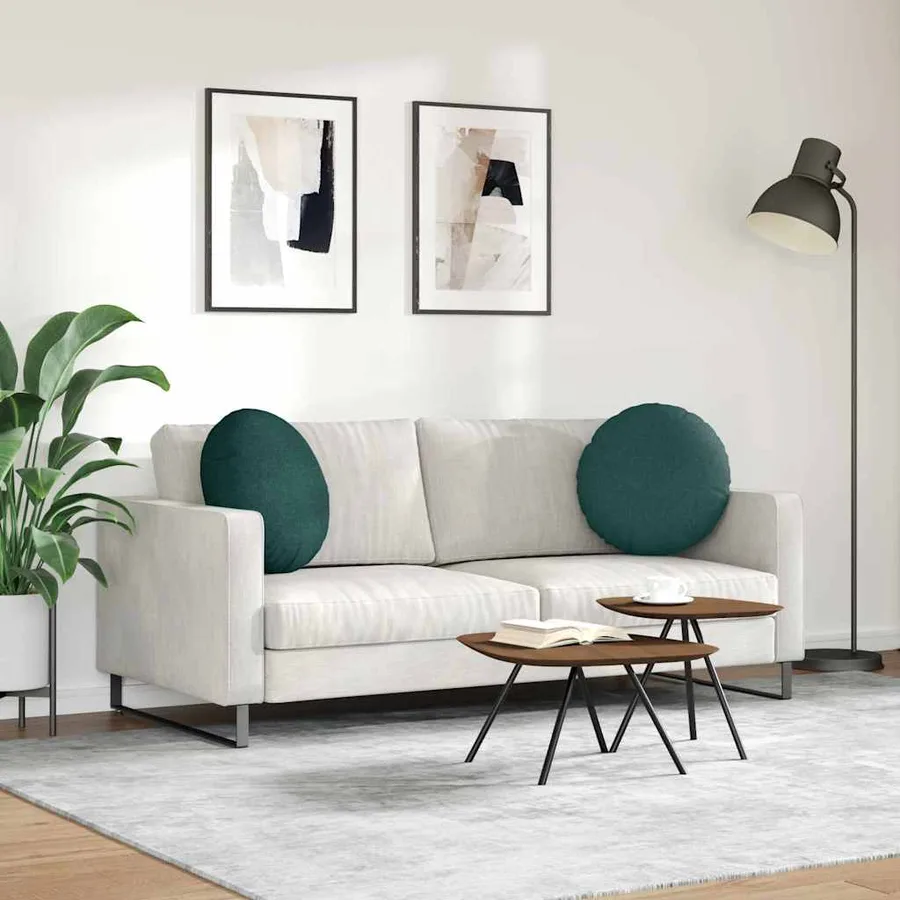Coussins de siège 2 pcs Vert foncé Ø50 x 19 cm tissu - 4