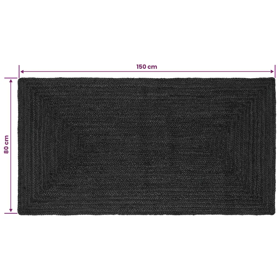 Tapis de surface Rectangulaire Gris foncé 80 x 150 cm Jute - 8