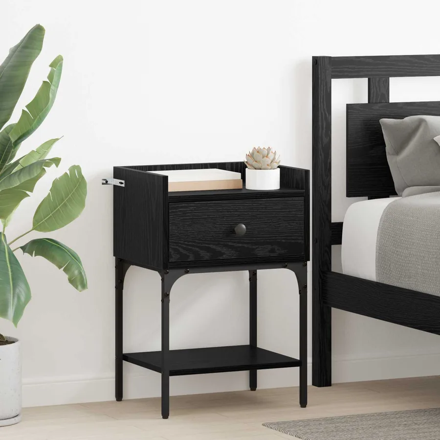 Table de chevet avec tiroir 2 pcs Chêne noir 40 x 29 x 60 cm