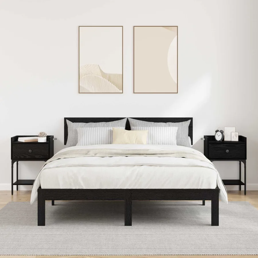 Table de chevet avec tiroir 2 pcs Chêne noir 40 x 29 x 60 cm - 4