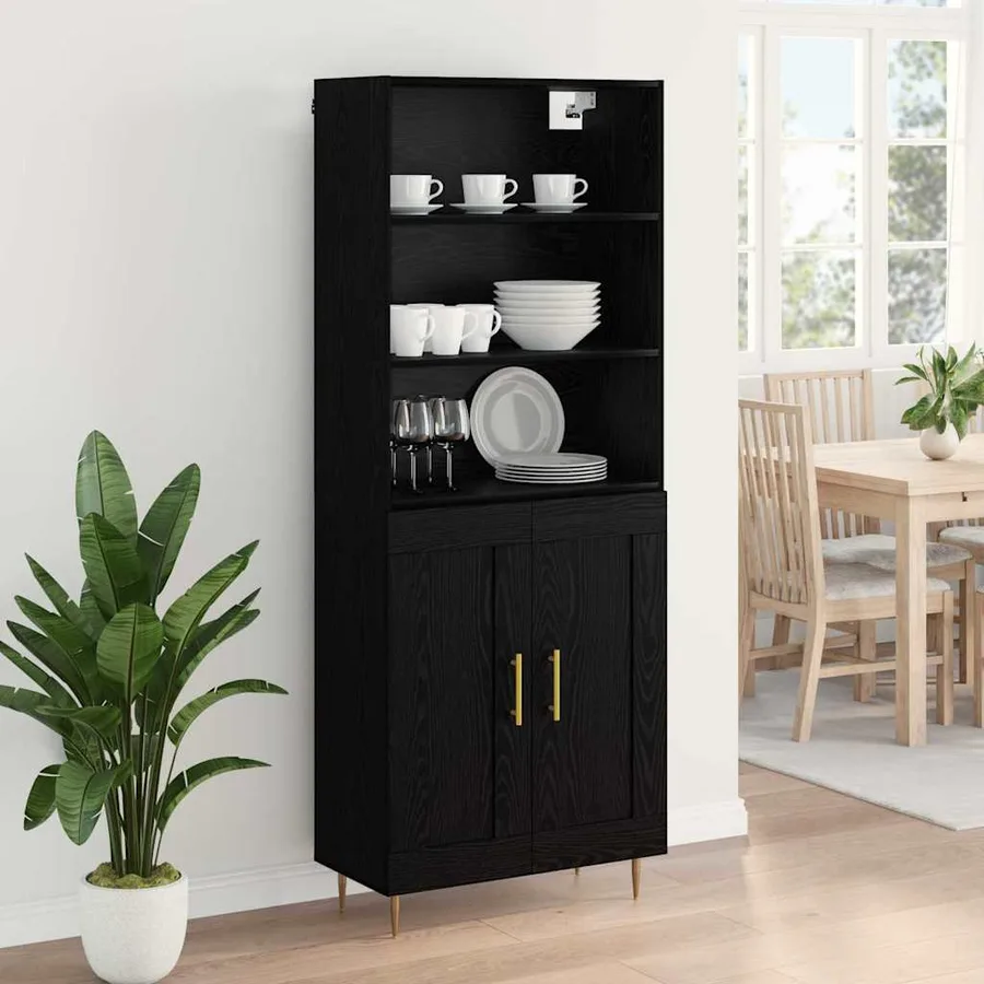 Haut Armoire Chêne noir 69,5 x 34 x 180 cm Bois d'ingénierie - 4