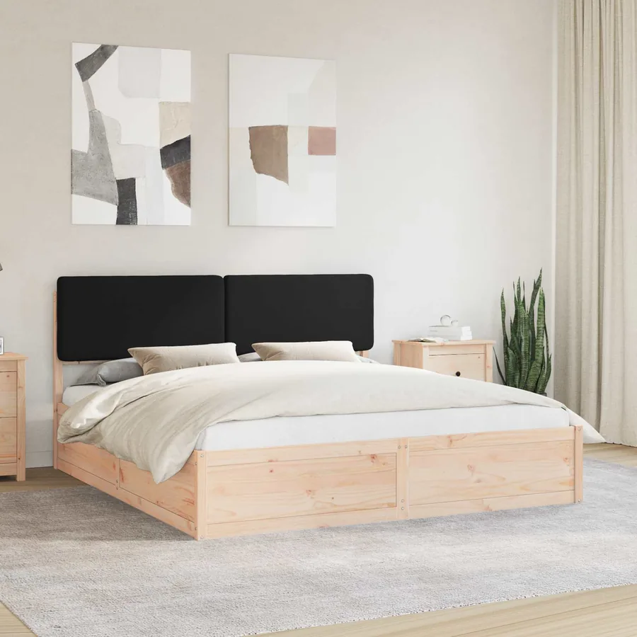 Cadre de lit avec tête de lit rembourrée Noir 180 x 200 cm