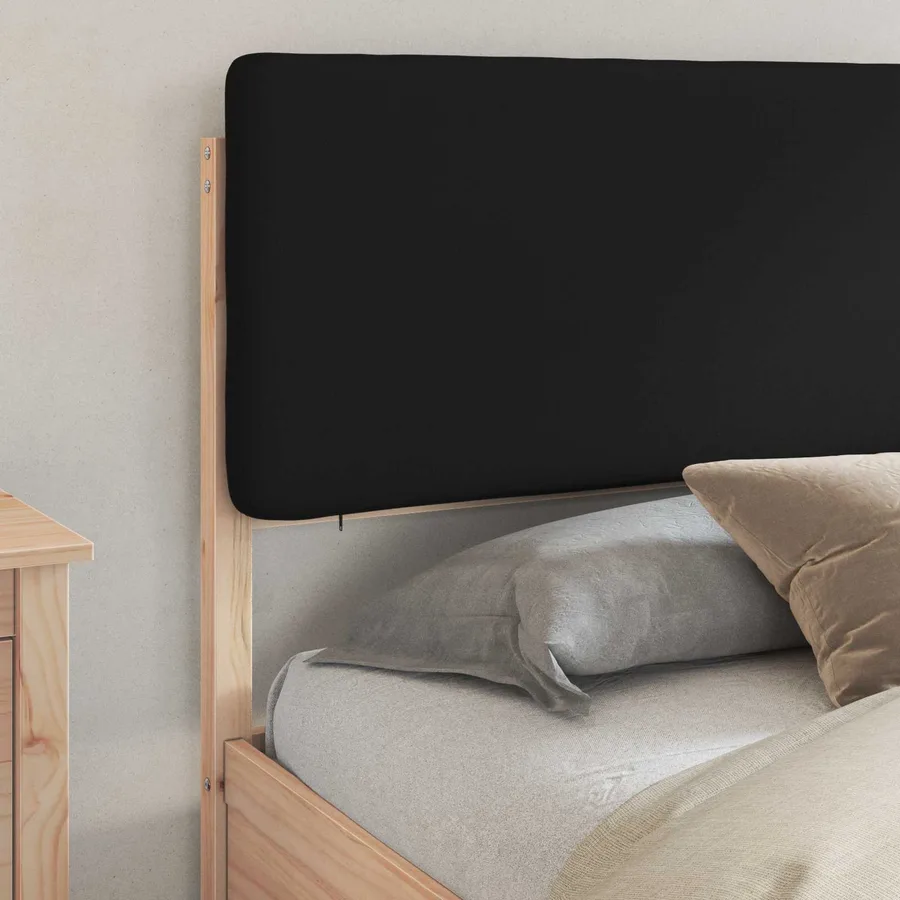 Cadre de lit avec tête de lit rembourrée Noir 180 x 200 cm - 3
