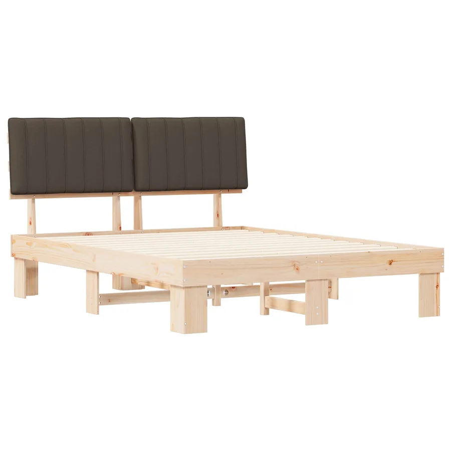 Cadre de lit avec tête de lit rembourrée Taupe 160 x 200 cm - 4