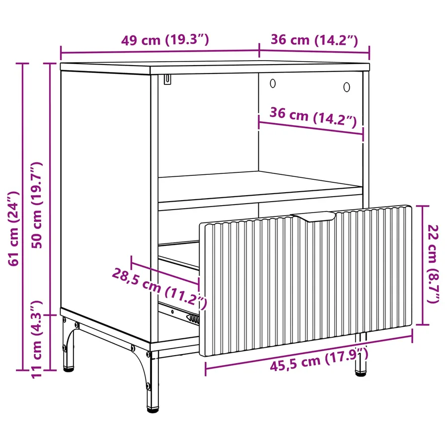 Cabinet de chevet 2 pcs Blanc brillant 49 x 36 x 61 cm - 15