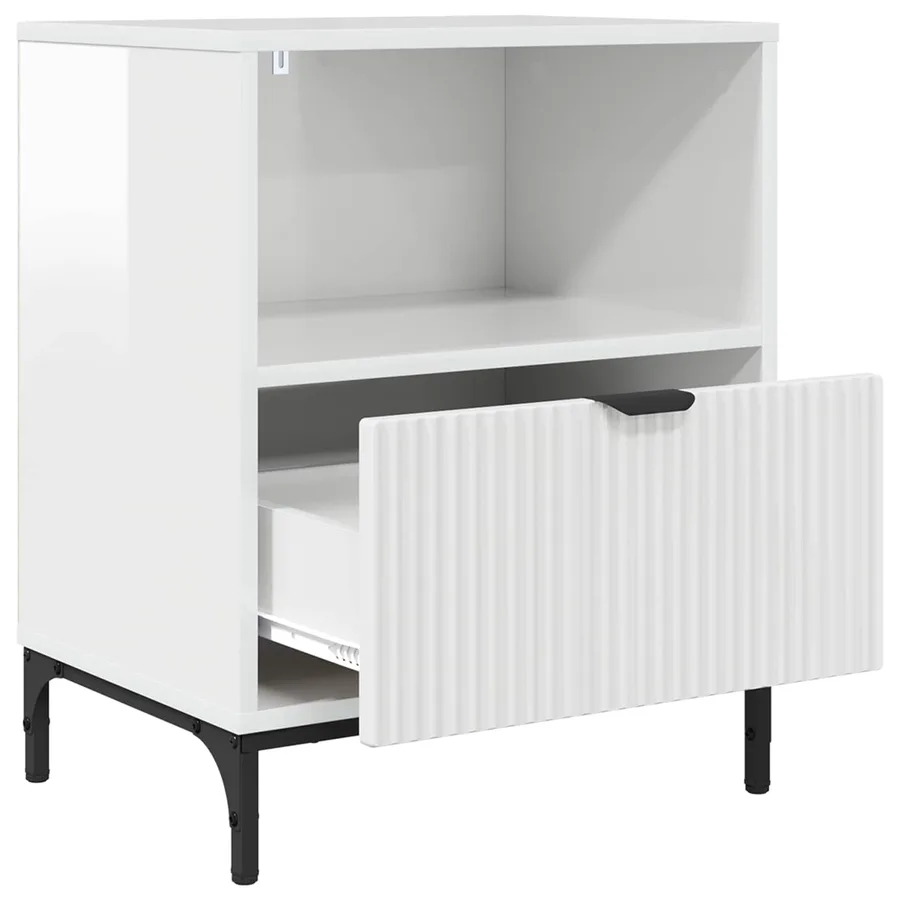 Cabinet de chevet 2 pcs Blanc brillant 49 x 36 x 61 cm - 5