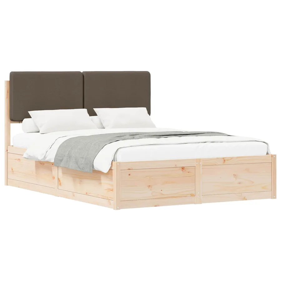 Cadre de lit avec tête de lit rembourrée Taupe 140 x 190 cm - 2