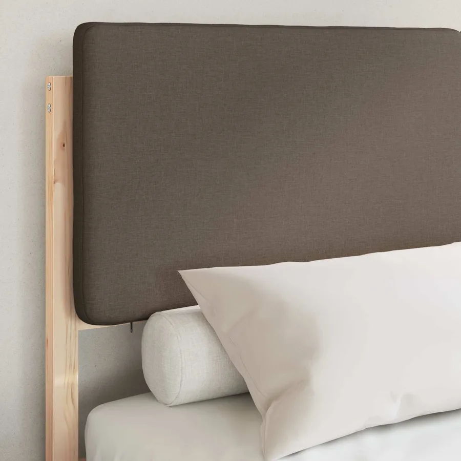 Cadre de lit avec tête de lit rembourrée Taupe 140 x 190 cm - 3