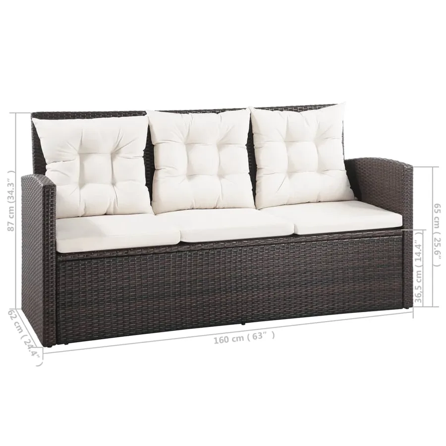 Salon de jardin 5 pcs avec coussins résine tressée marron - 12