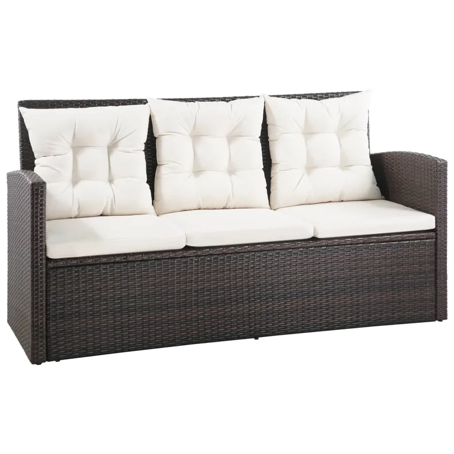 Salon de jardin 5 pcs avec coussins résine tressée marron - 2