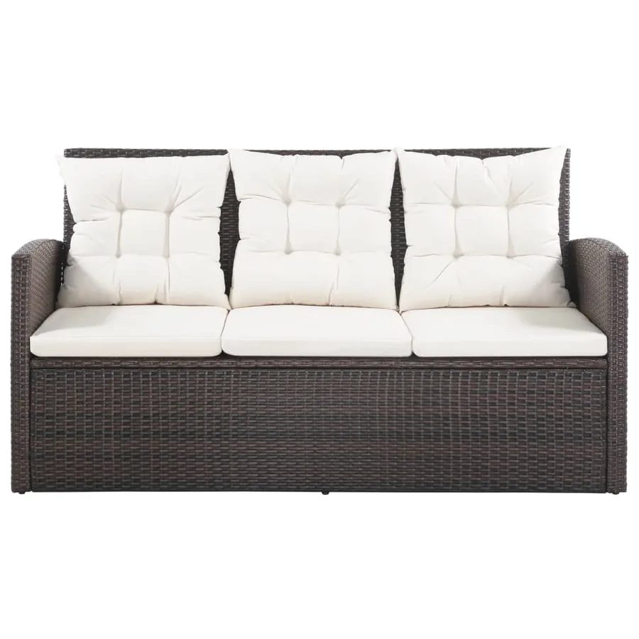Salon de jardin 5 pcs avec coussins résine tressée marron - 3