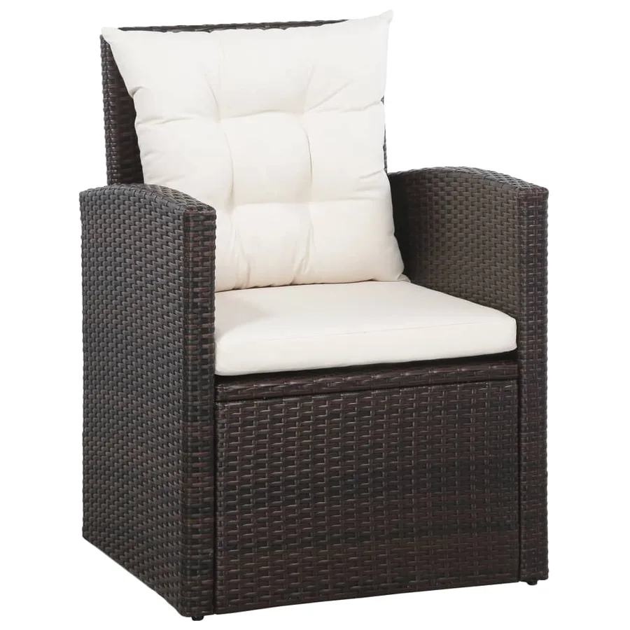 Salon de jardin 5 pcs avec coussins résine tressée marron - 4