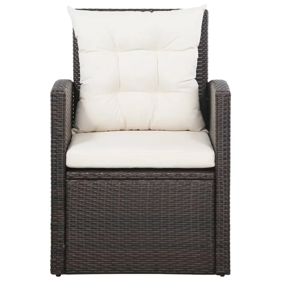 Salon de jardin 5 pcs avec coussins résine tressée marron - 5