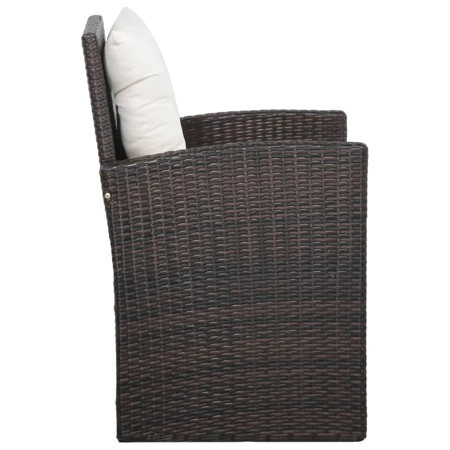 Salon de jardin 5 pcs avec coussins résine tressée marron - 6